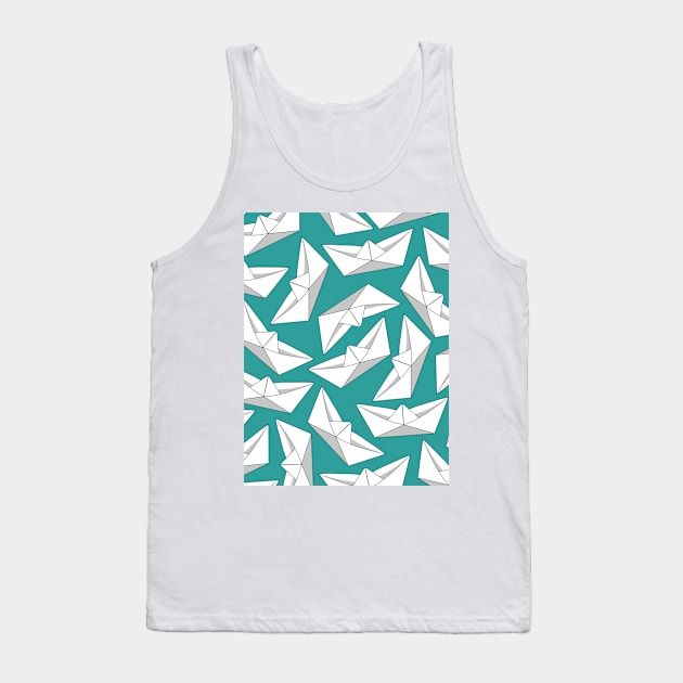 Origami Boat Turquoise Tank Top by Sketchbook ni Abi